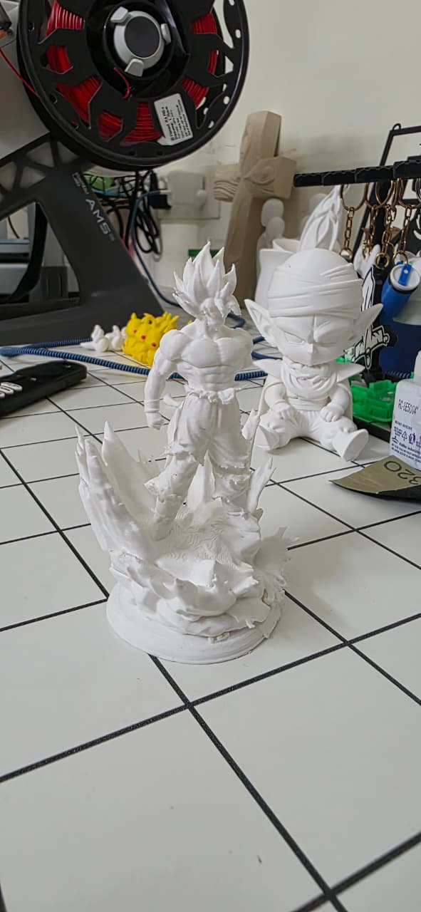 A multi-color FDM 3D print, fresh off the printer.